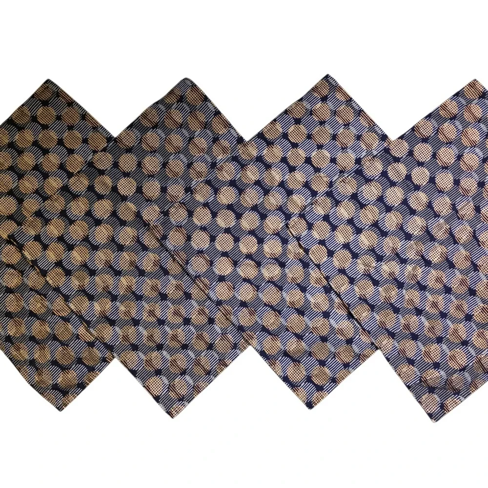 Crate & Barrel 4pc‎ Orazi Navy Cotton Napkin Set Geometric Print Dinner Table